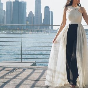 Bcbg Maxazria nude and black jump suit